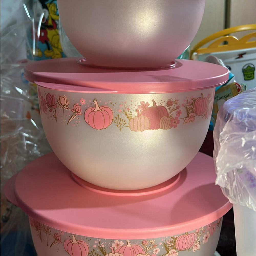 Pink and White Pumpkin Design Bowls